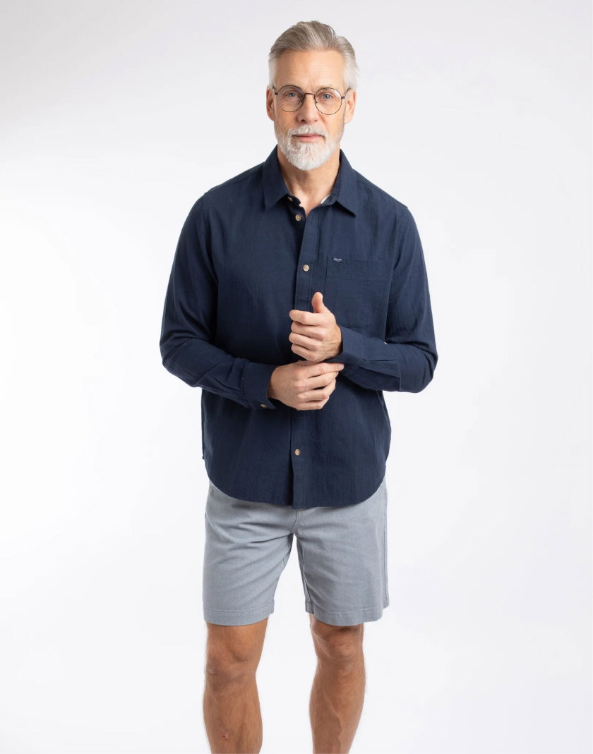 Charleston Textured Chino Shorts Denim Blue