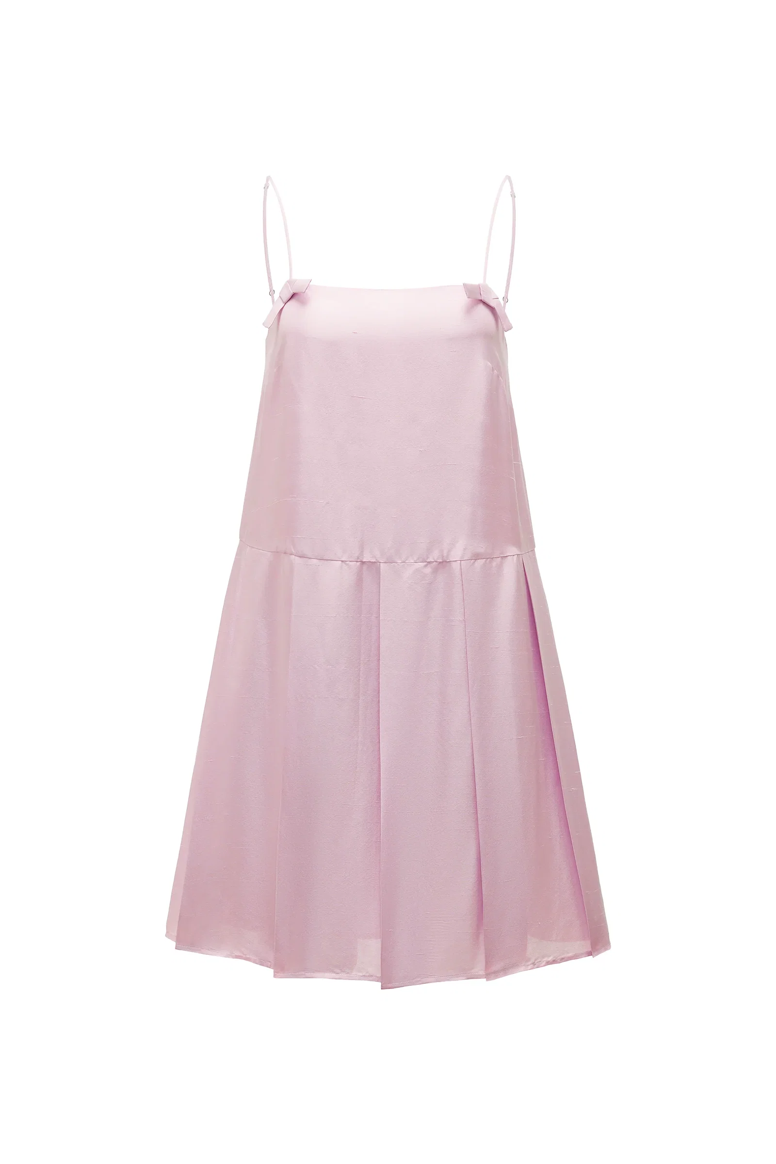 PAJA Out After Brunch Mulberry Silk Pleated Slip Dress with Adjustable Straps