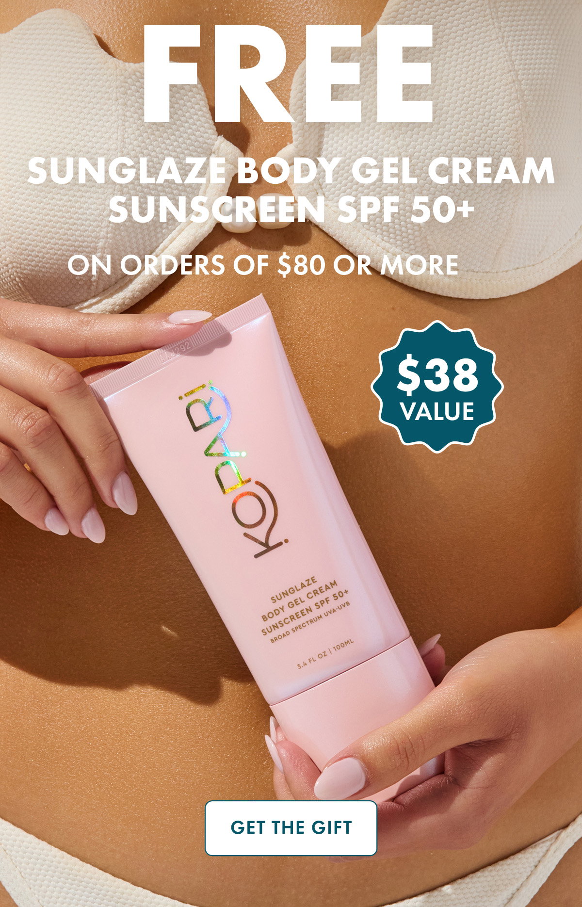 FREE Sunglaze Body Gel Cream Sunscreen SPF 50+ 