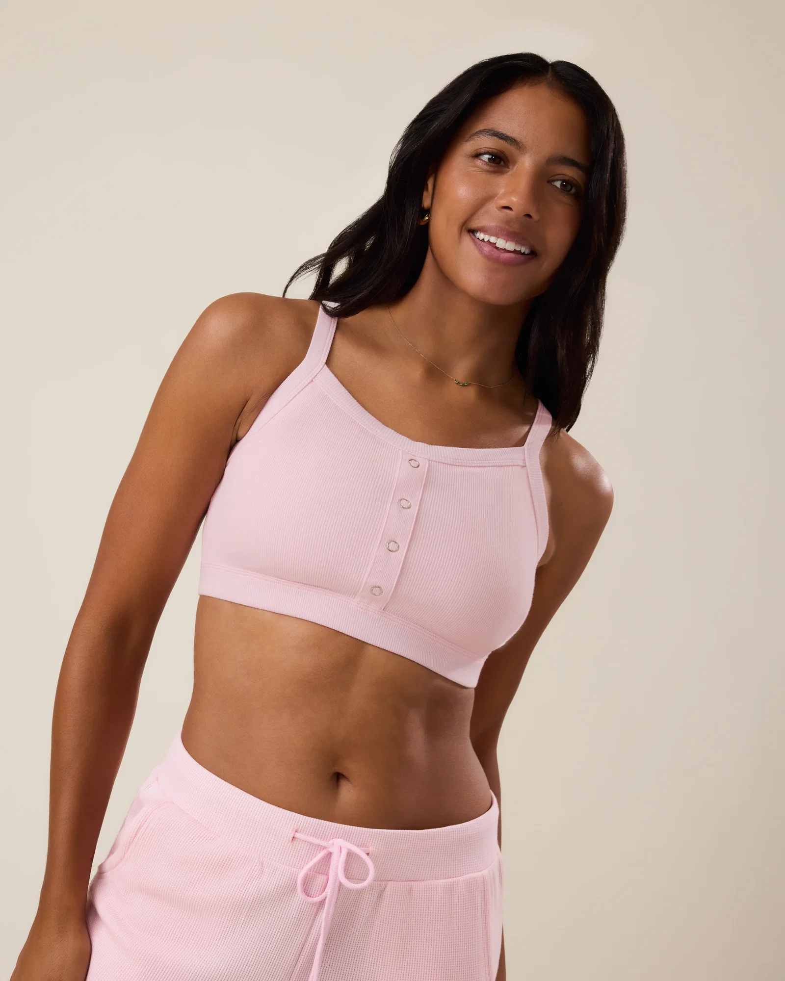Image of Ribbed Bamboo Pumping Bralette | Pale Pink