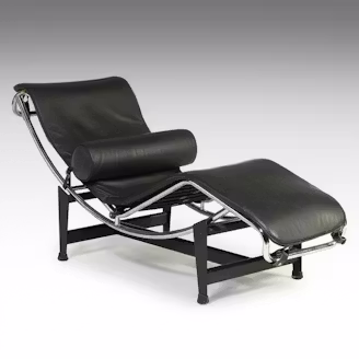 Le Corbusier & Cassina LC4 MCM Black Leather and Chrome Chaise Lounge