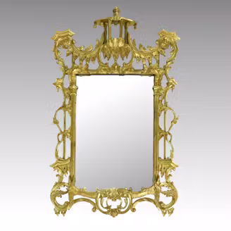 Chinese Chippendale Style Giltwood Pagoda Mirror