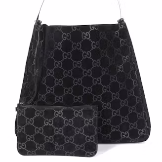 Gucci Shoulder Bag in Black Guccissima Suede
