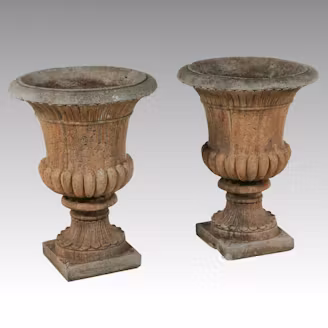 Neoclassical Style Concrete Urn Planter Pair