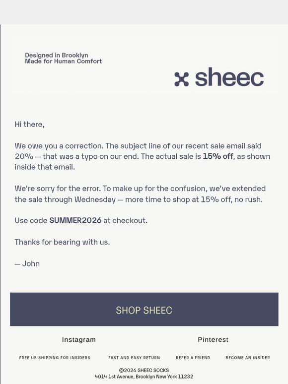A correction on our last email — and a little extra time
