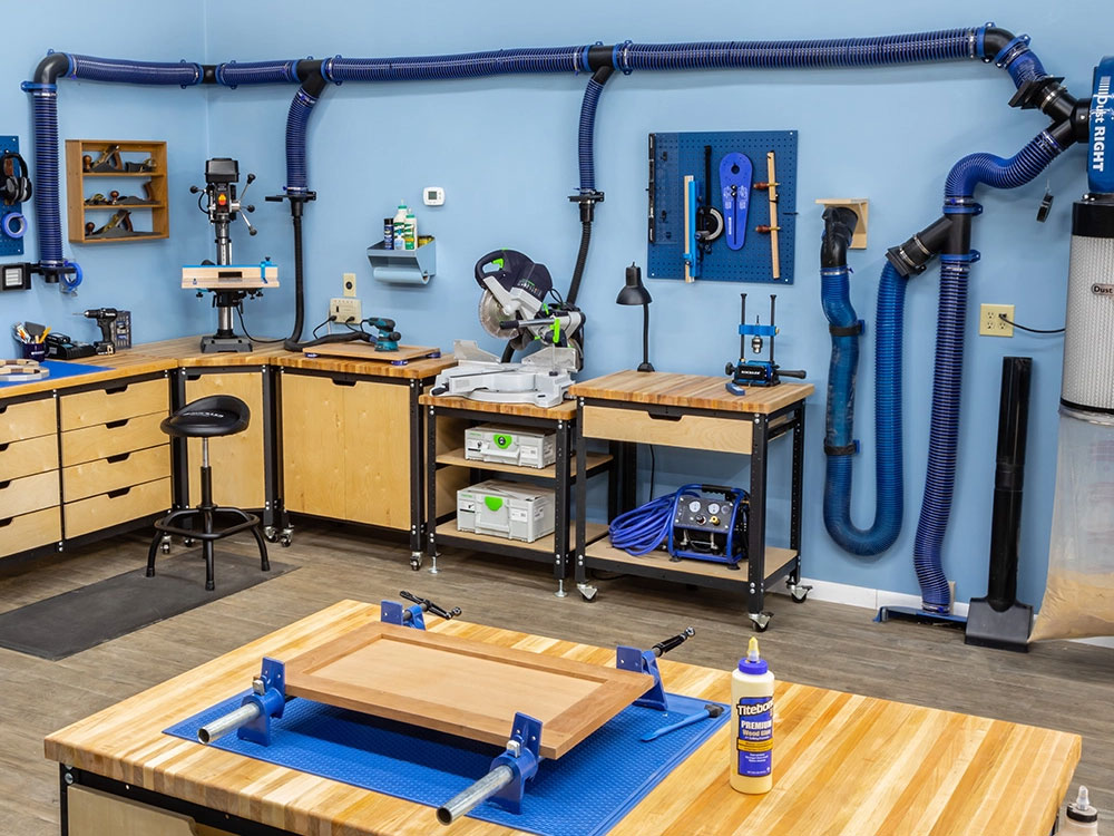 Hanging dust collection hoses