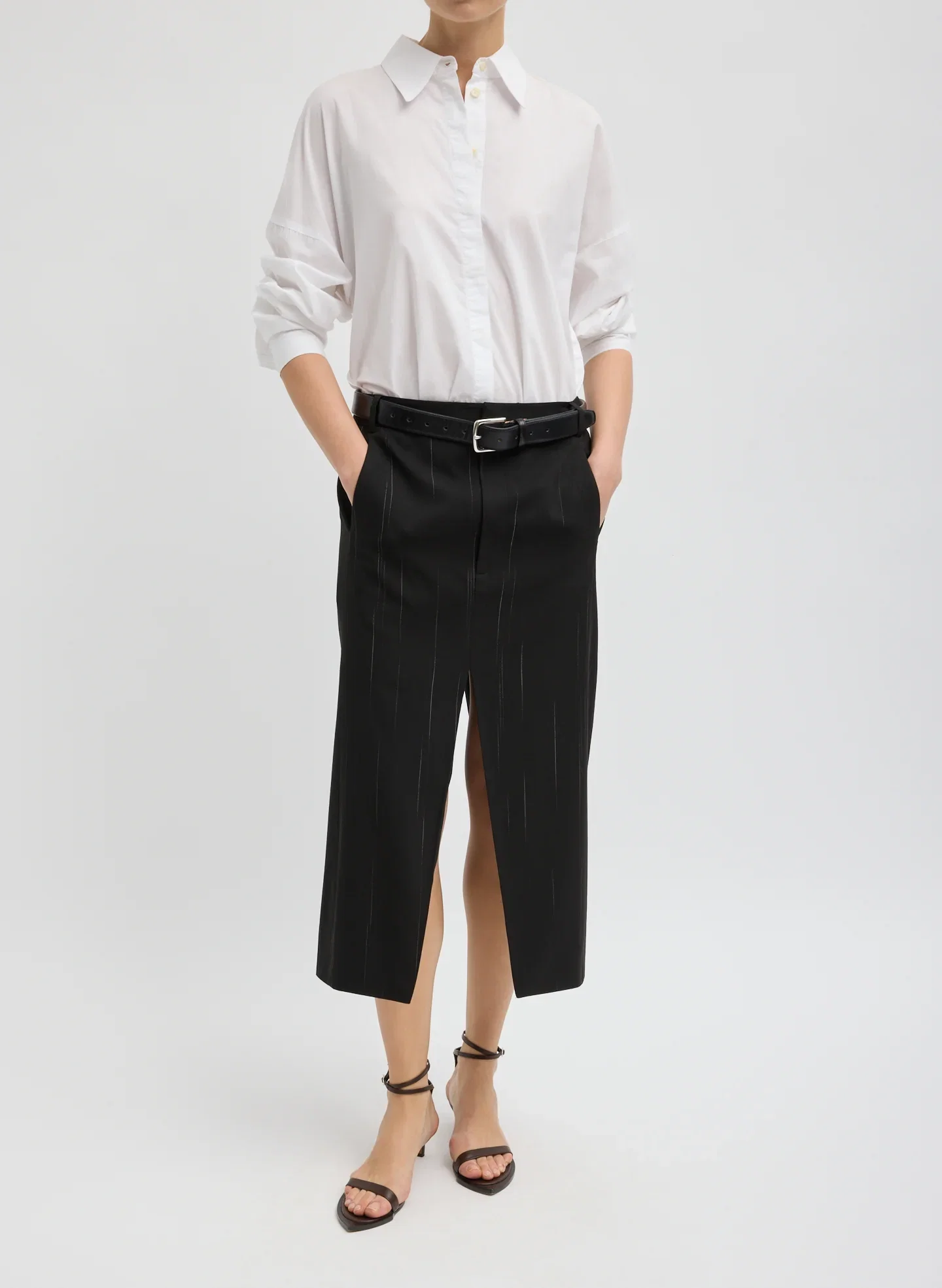 Image of Viscose Suiting Midi Trouser Skirt