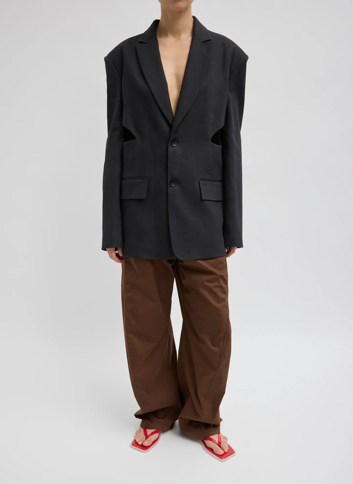 Image of Stretch Linen Viscose Side Cut Blazer
