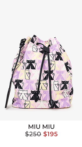 Miu Miu Purple Canvas Cat Print Drawstring Pouch