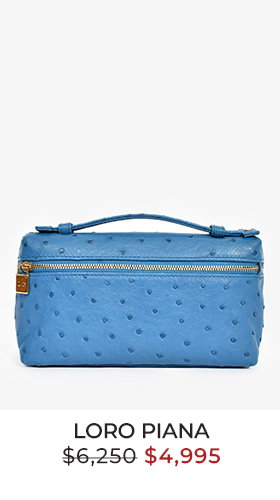 Loro Piana Blue Ostrich Leather L19 Top Handle Bag