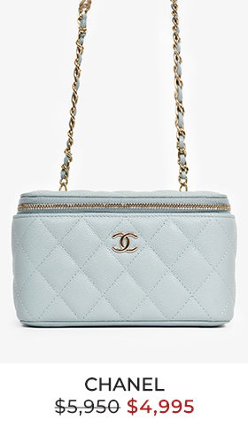 Pre-Loved Chanel™ 2021 Blue Caviar Leather Quilted CC Vanity Top Handle Bag