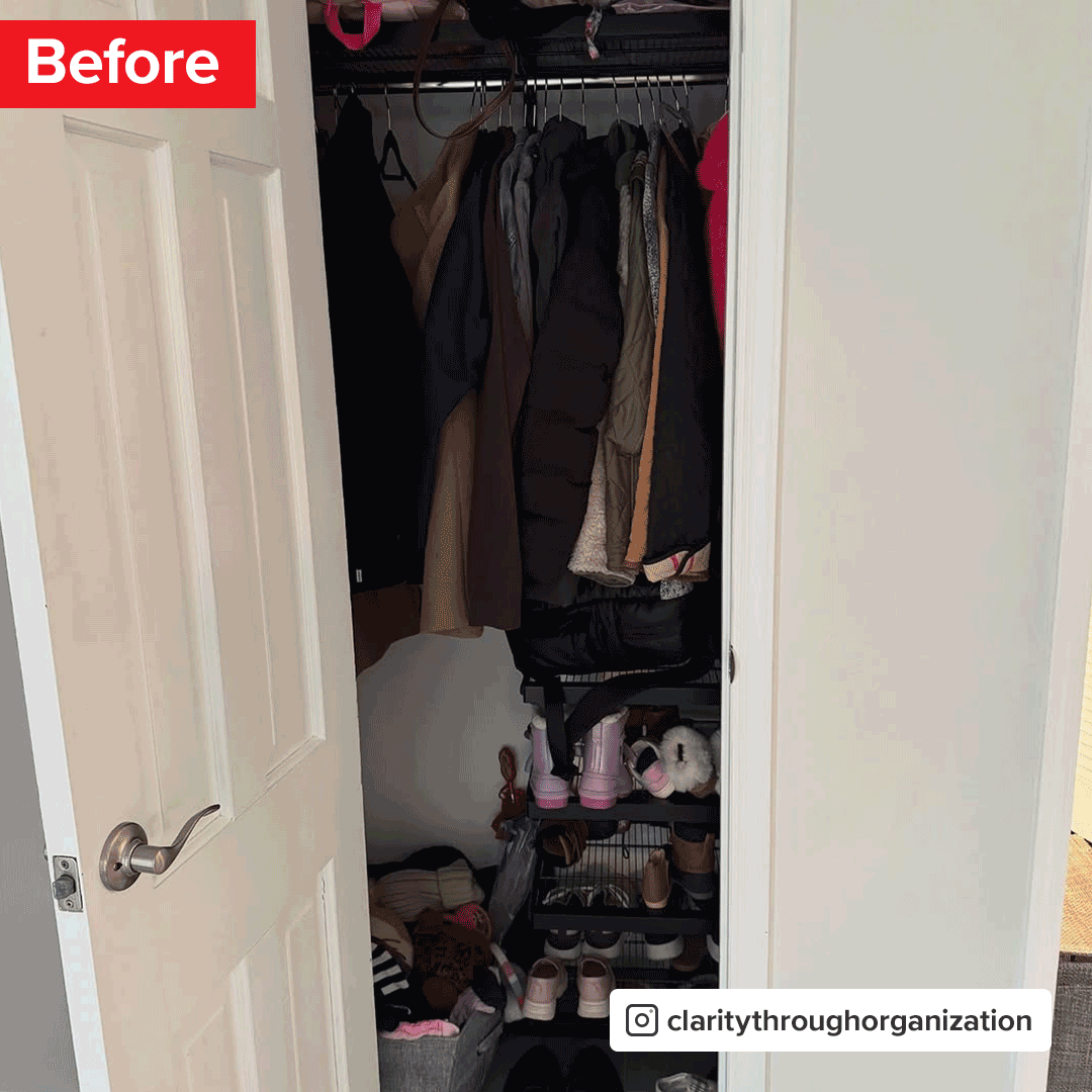 Animated gif of Elfa solutions from claritythroughorganization on Instagram