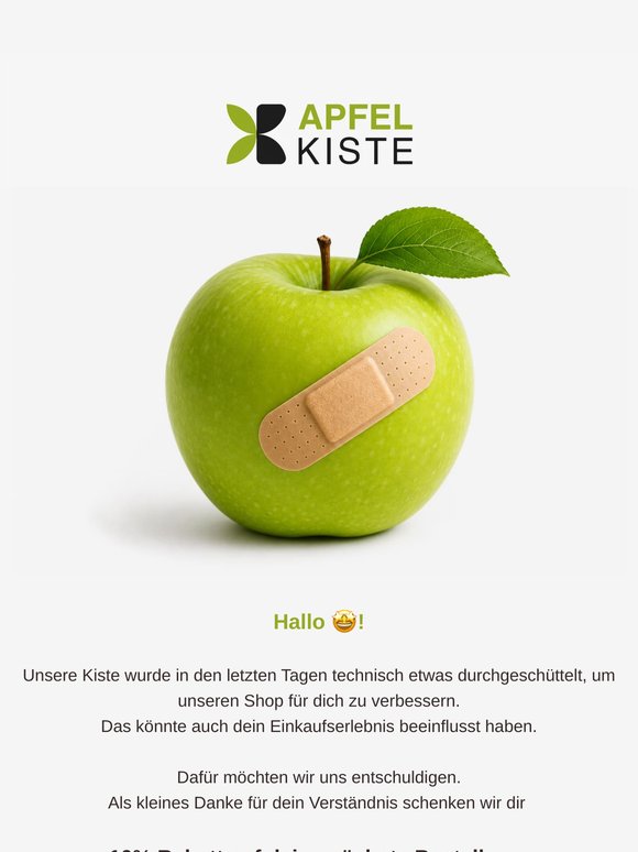 🍏 10% für dich – Danke für deine Geduld
