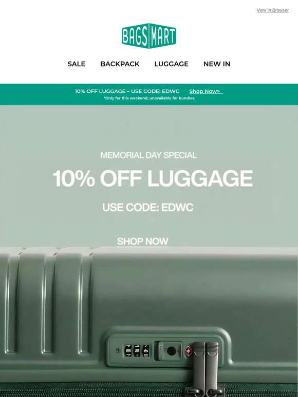 Memorial Special: 10% OFF Luggage
