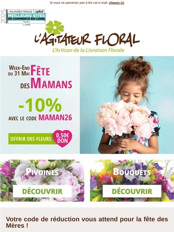 💐 Votre code de réduction vous attend pour la fête des Mères !