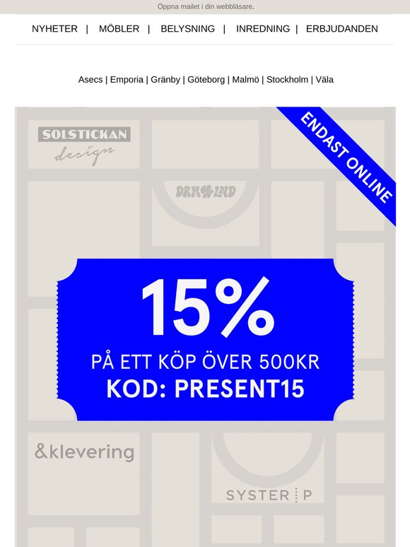 STARTAR NU: 15% på ALLT*! 🤩