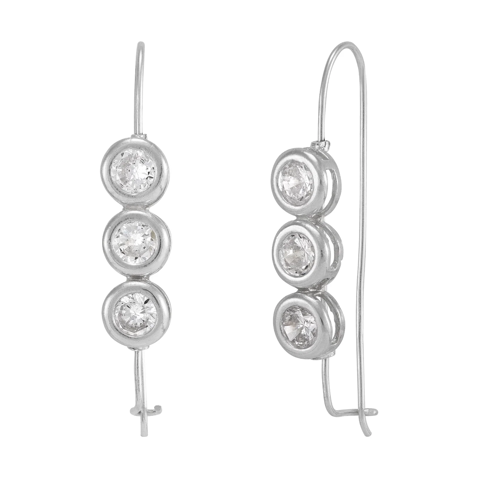 Bright Bezel Drop Earrings, White Cubic Zirconia
