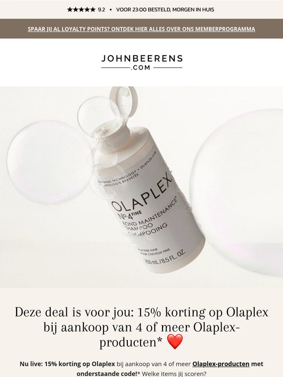 15% KORTING op OLAPLEX* ❤️