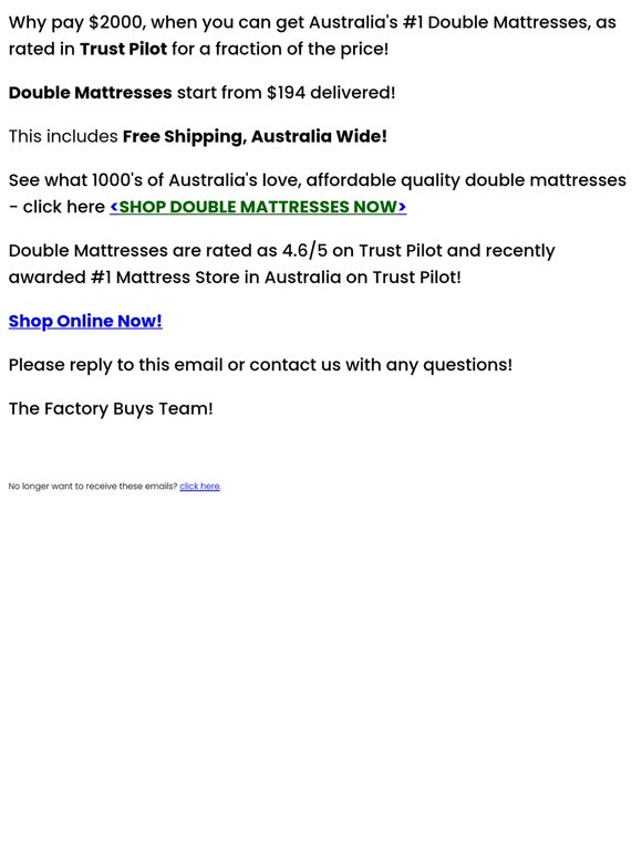 Double Mattresses From $194 ⚠️ Free Delivery ⚠️ Australia's #1 on Trustpilot