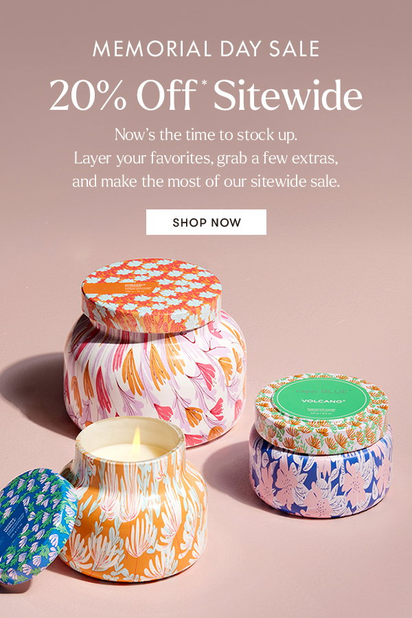 Memorial Day Sale: 20% Off Sitewide