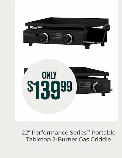 22" Performance Series™ Portable Tabletop 2 Burner Propane Gas Griddle