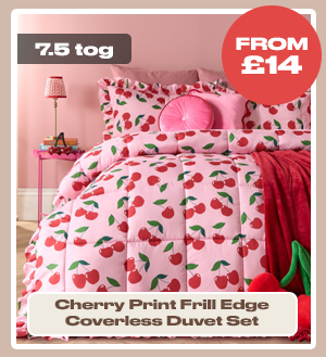 Cherry Print Frill Edge Coverless Duvet Set