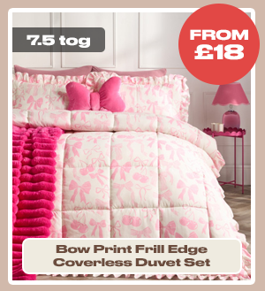 Bow Print Frill Edge Coverless Duvet Set
