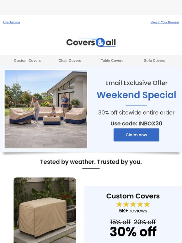 Covers you love. 30% off this weekend