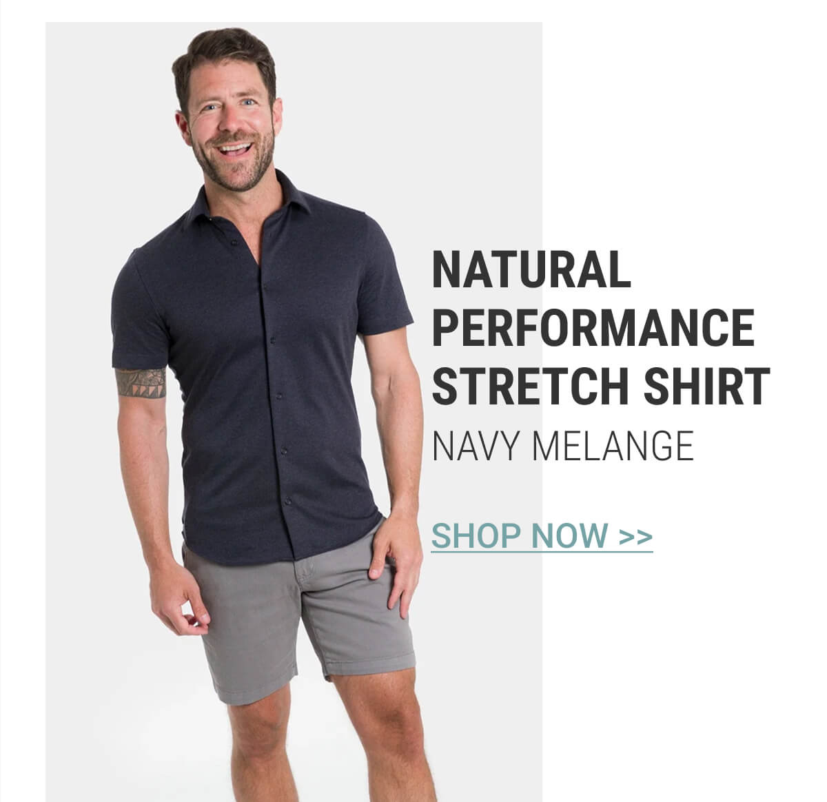 Navy Melange Natural Performance Stretch Shirt
