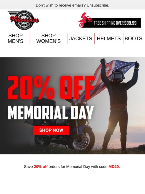 20% Off Memorial Day Weekend is Here 🗽