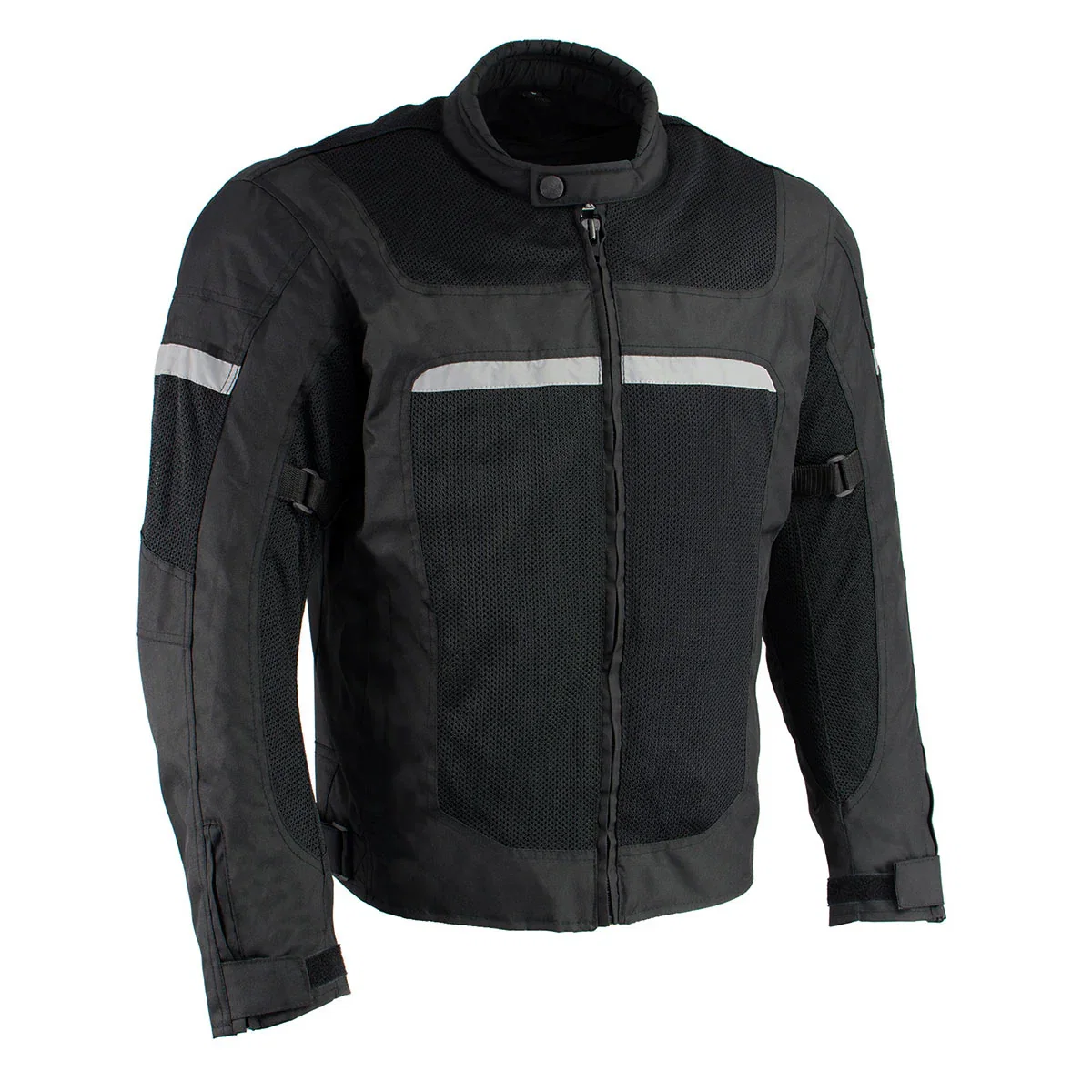 Image of Milwaukee Leather MPM1794 Black Armored Mesh Racer Jacket with Reflective Piping for Men - All Season Jacket