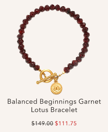 Balanced Beginnings Garnet Lotus Bracelet