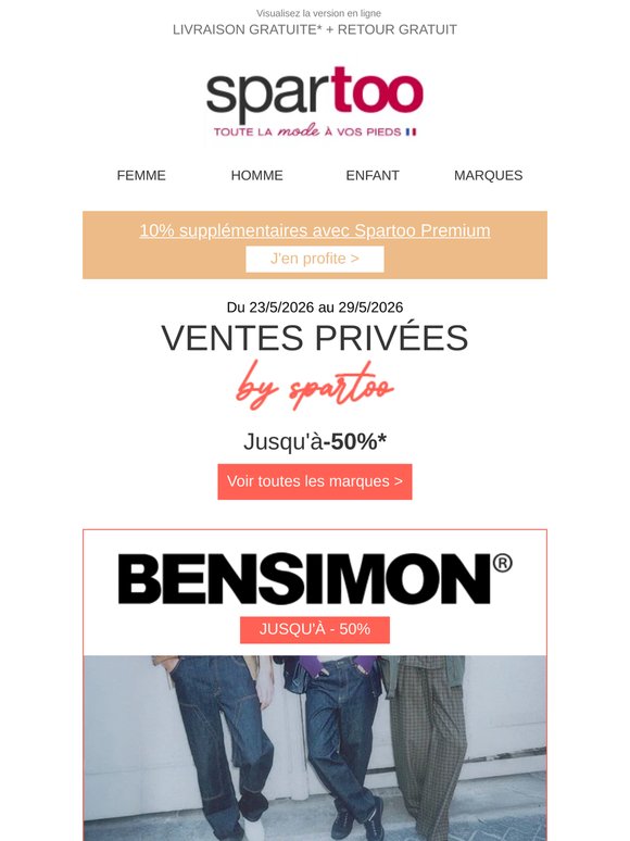 🚨 Jusqu'à -50 % : Bons plans de la semaine sur Dorking, Decoris, K-Way, Pepe jeans et Bensimon en livraison gratuite