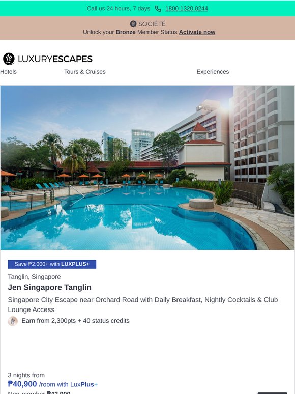 Singapore Escape by Shangri-La near Orchard Road w. Daily Breakfast & Club Lounge Access