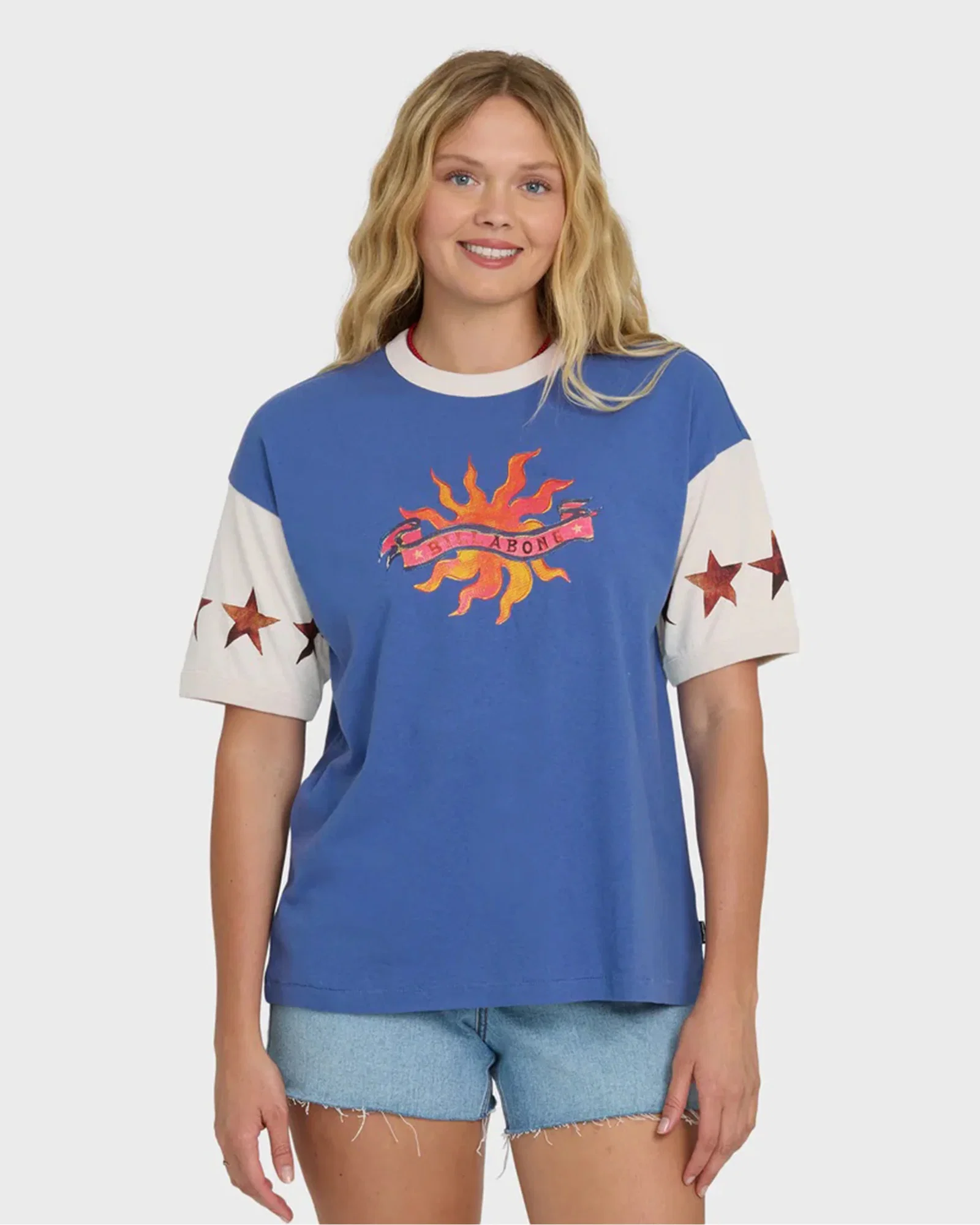 Image of Women's Tropics Co Ringer S/S Knit T-Shirt - Dutch Blue
