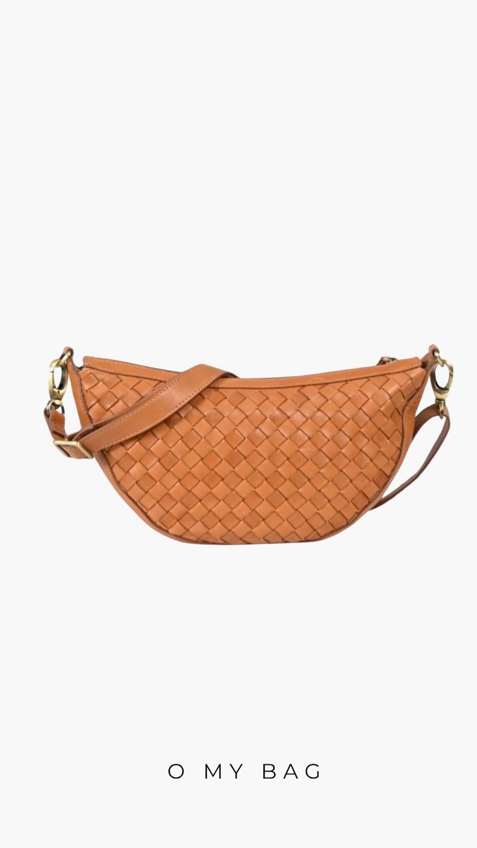Sac banane cuir Leo Woven cognac