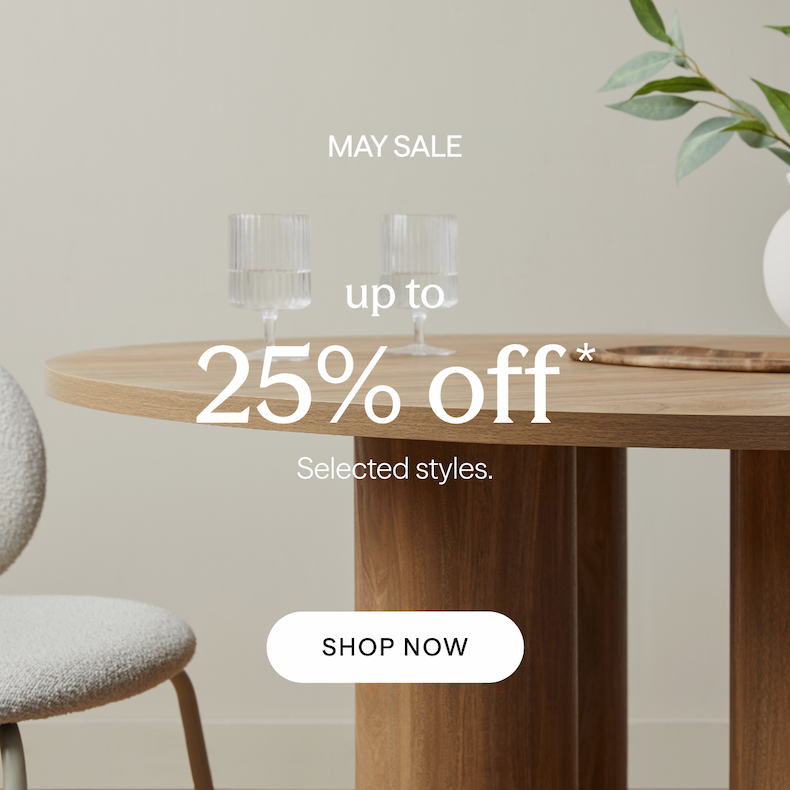 May Sale. Up to 25% off* selected styles.