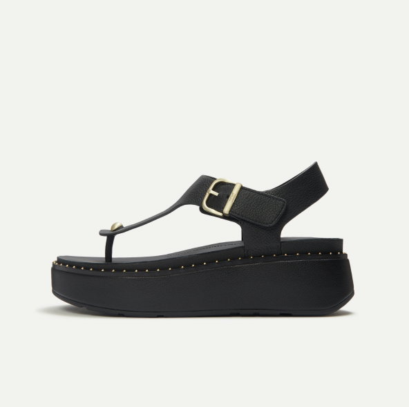 GEN-FF Max Buckle Tumbled-Leather Toe-Post Sandals