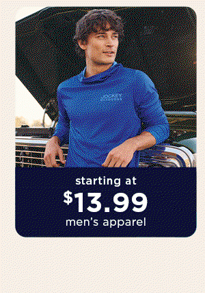 starting at $13.99 men's apparel