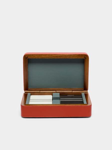 Leather and Walnut Playing Cards Box
