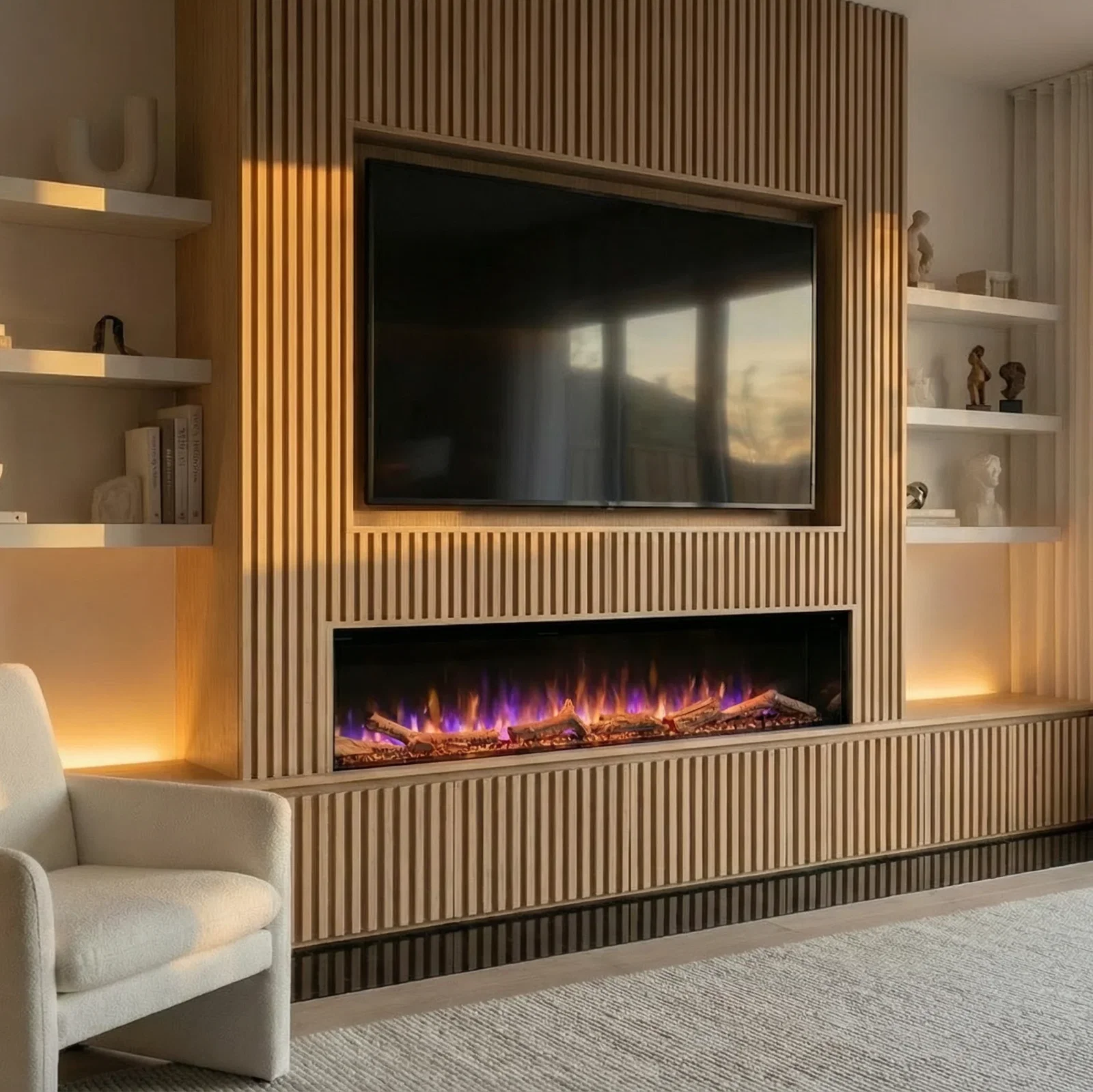 Image of Ezee Glow 60'' Celestial Built-In Media Wall Electric Fire