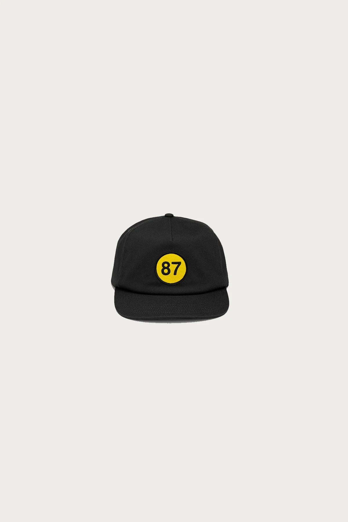 Image of 87 Five Panel Hat - Black with Yellow Patch