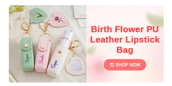 Birth Flower PU Leather Lipstick Bag