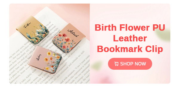 Birth Flower PU Leather Bookmark Clip