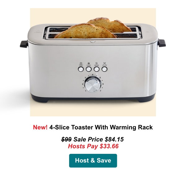 4 slice toaster with warming rack