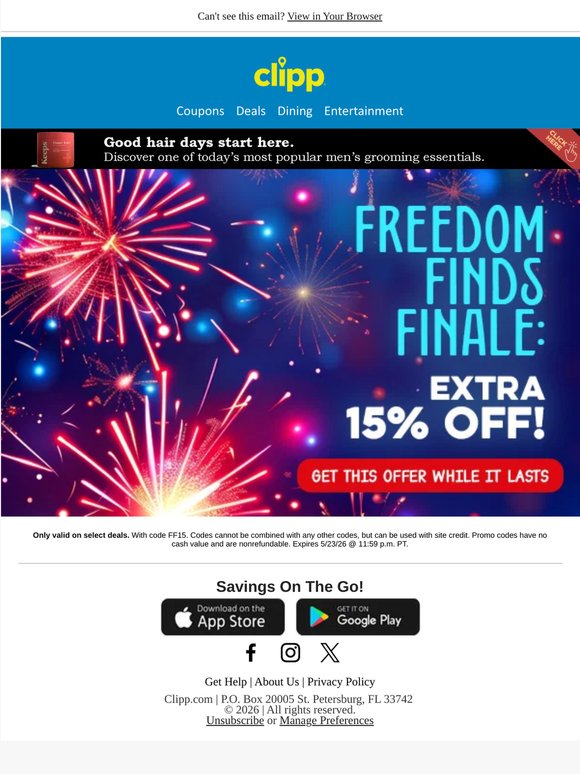 15% Off Freedom Finds Gone in a Flash…