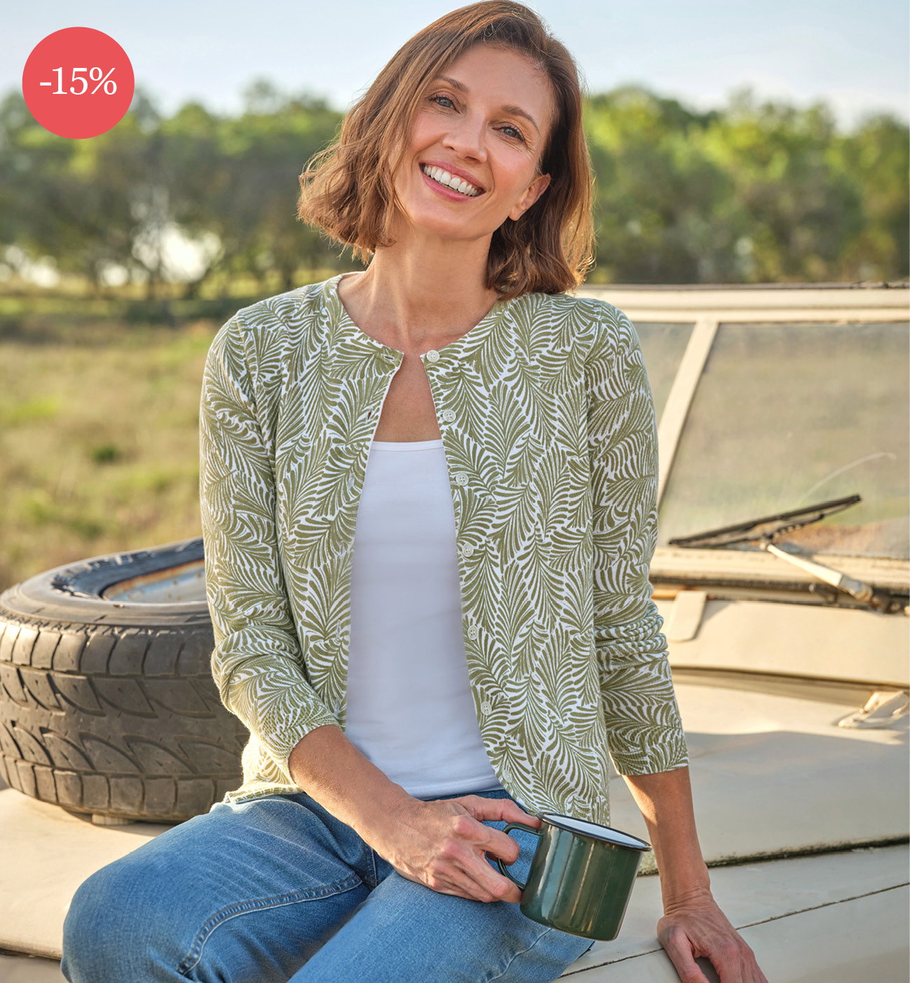 Cardigan imprimé feuilles