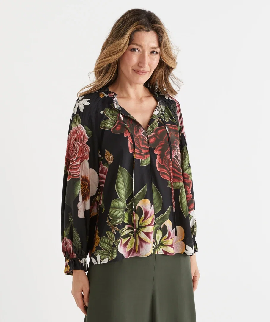 Night Bloom Open Neck Top