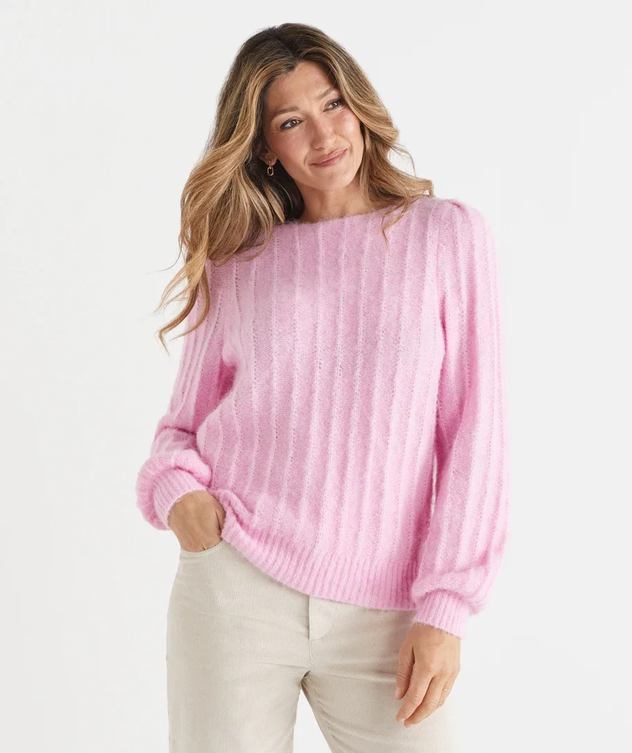 Boat Neck Fluffy Jumper