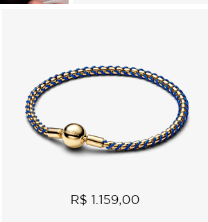 Bracelete Maleavel Dourado Fecho Redondo E Trancado Azul